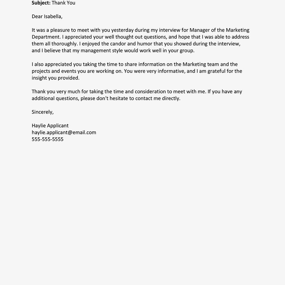 Interview Thank You Letter To Employees Document