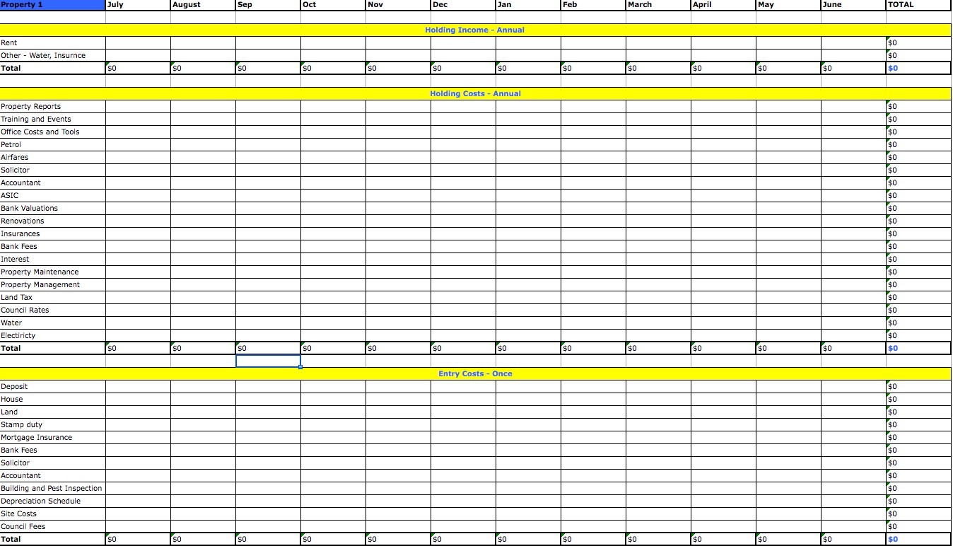 Investment Property Spreadsheet For Tax Document Return