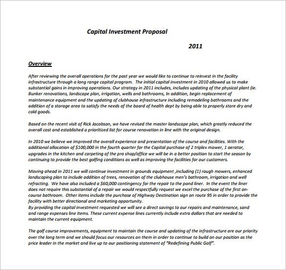 Investment Proposal Templates 16 Free Word Excel PDF Format Document Plan Template