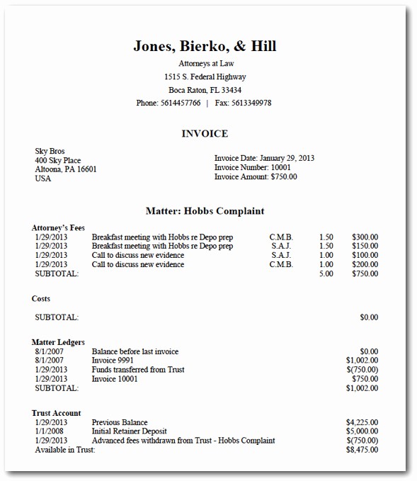 Invoice For Legal Services Template 3 Advocate Bill Format Simple Document