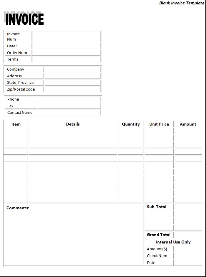 Invoice Form Free Printable Tier Crewpulse Co Document Plain Template