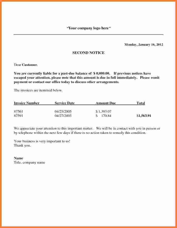 Invoice Letter Sample Past Due Template Invoices