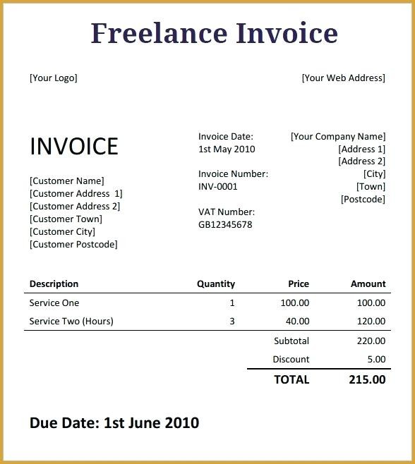 Invoice Template For Freelance Work Uk Archives BHVC Document Writing