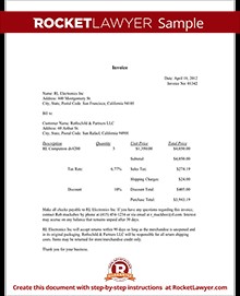 Invoice Template Sample Document Rocket Lawyer Attorney