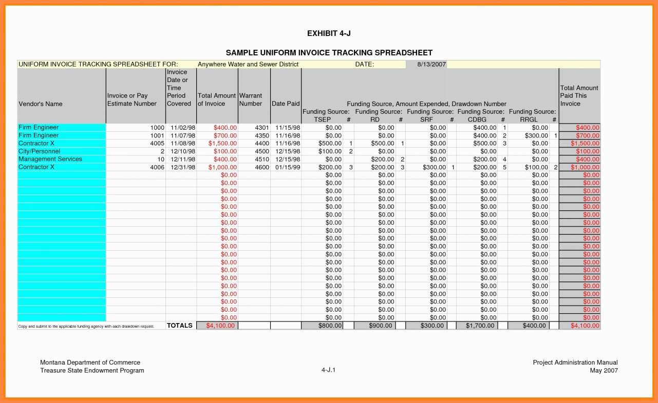 Invoice Tracking Spreadsheet Template Accounts Payable