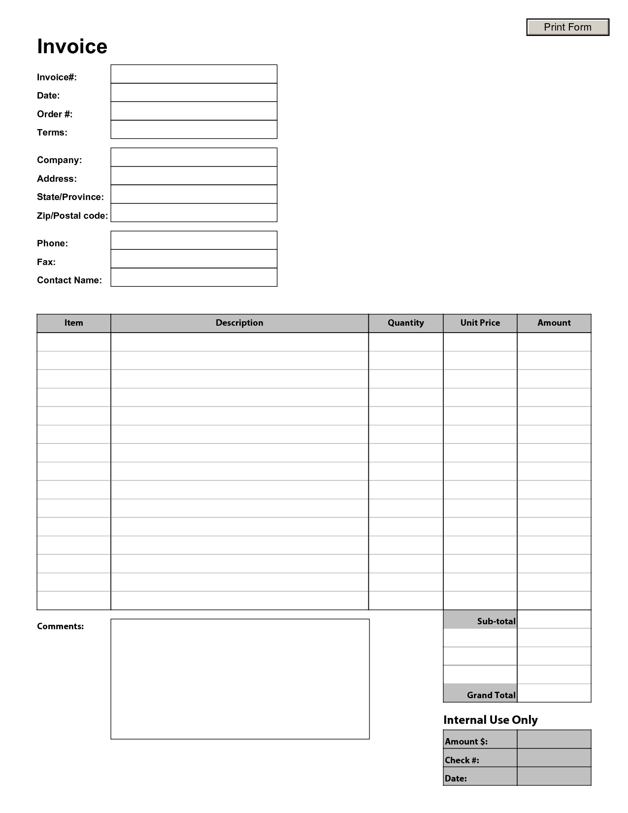 Invoices Printable Free Stuff To Buy Document Blank Print
