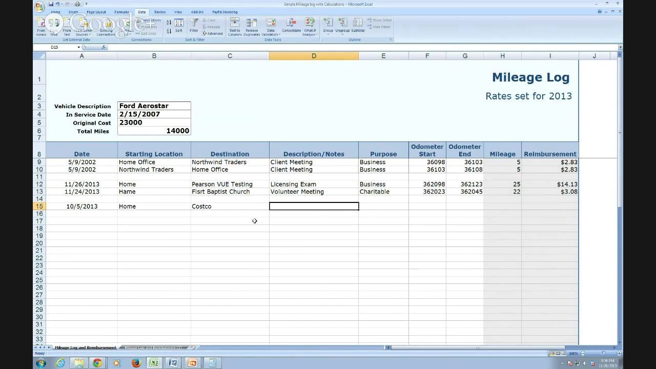 IRS Compliant Mileage Log Tutorial YouTube Document Spreadsheet For Taxes
