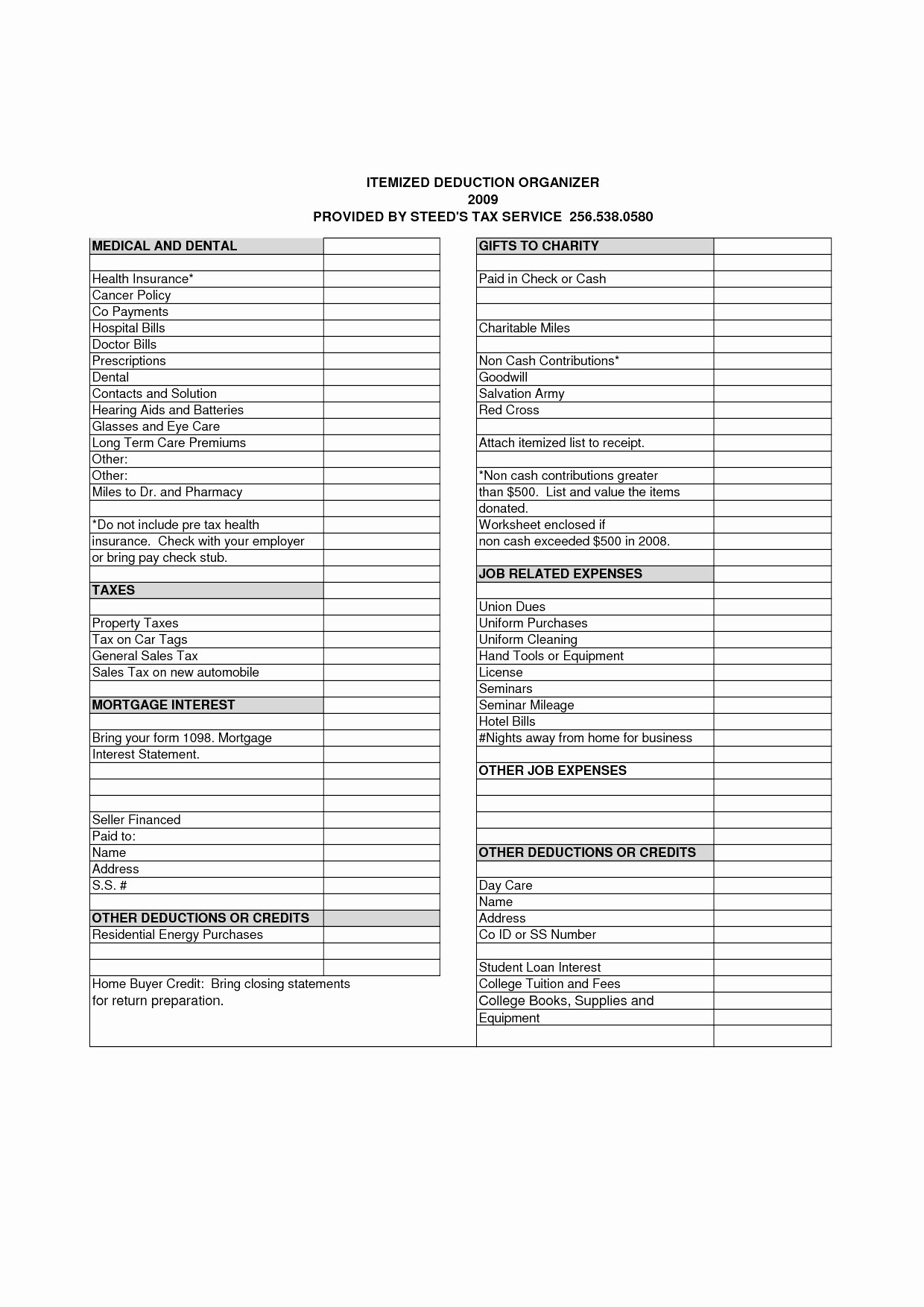 Itemized Deductions Worksheet For Small Business Beautiful Document