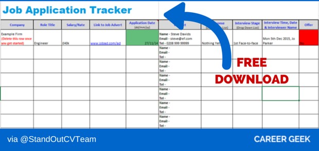 Job Application Recruitment Tracking Spreadsheet FREE Excel Document Tracker Template