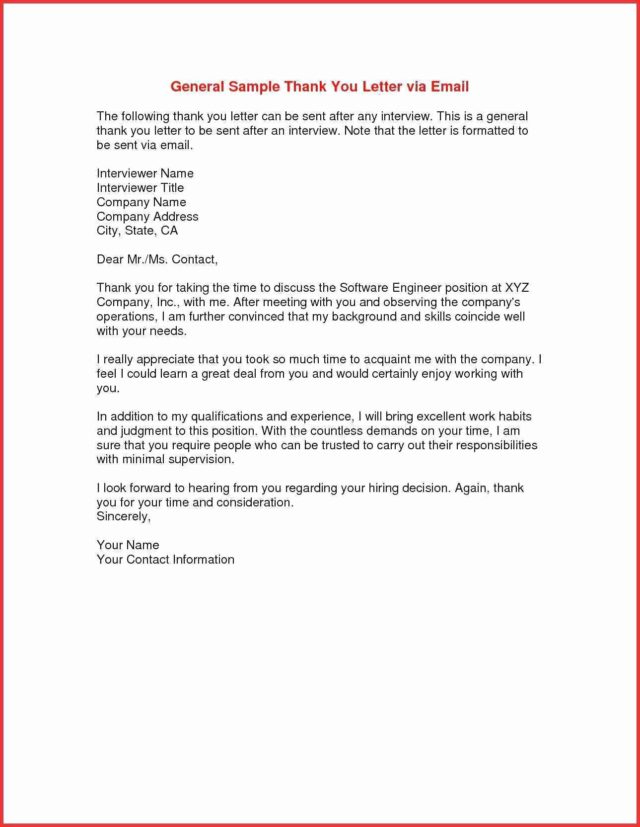 Job Interview Thank You Email Subject Best Of Cover Letter Document For