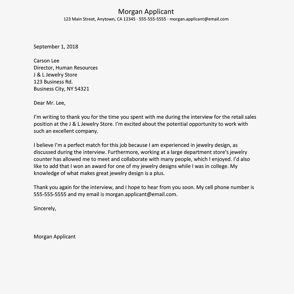 Job Interview Thank You Letter Template Document Phone
