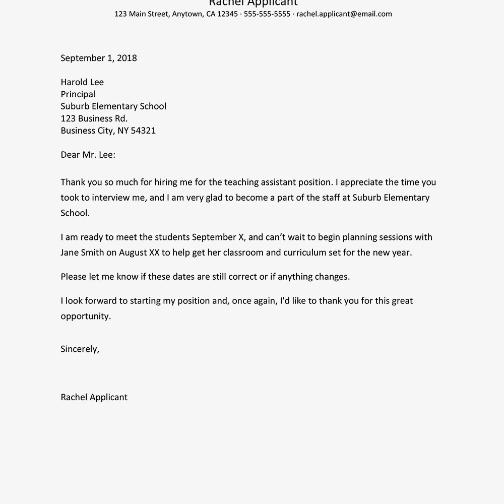 Job Offer Thank You Letter And Email Samples Document For