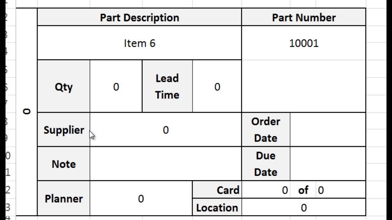 Kanban Card Template Document Excel