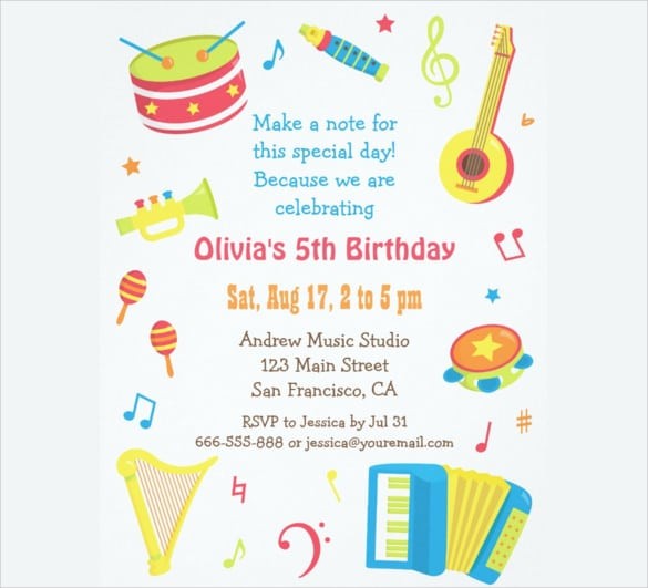 Kid Birthday Party Invitation Templates Free Document Invitations