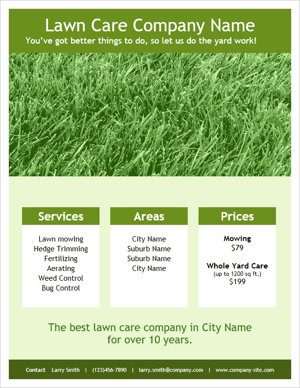 Lawn Care Flyer Template For Word Document Advertising