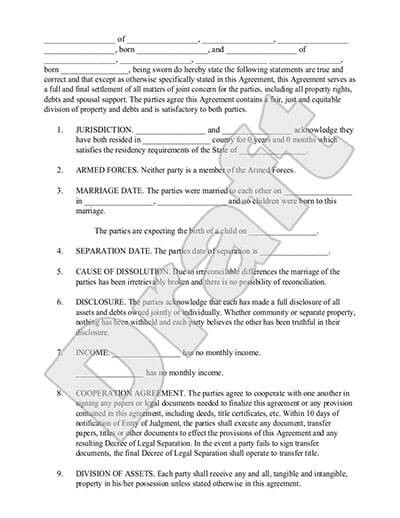 Legal Separation Agreement Form Rocket Lawyer Document Marriage Letter Example