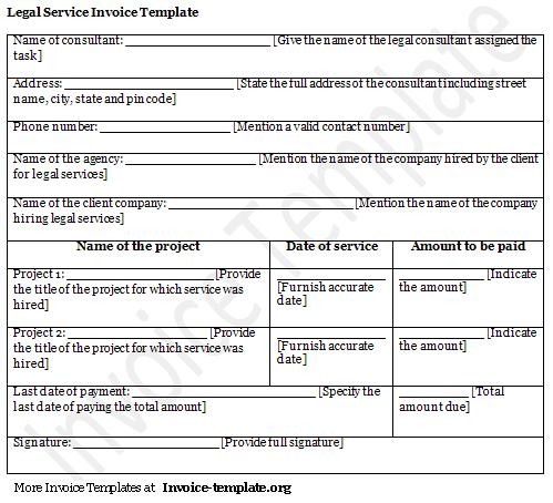 Legal Service Invoice Template Templates Document Sample For Services