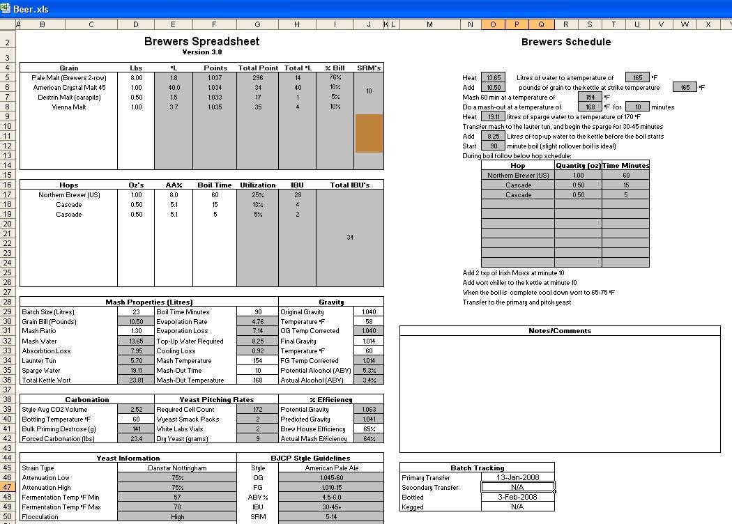 Lets See Your Brewing Excel Spreadsheets HomeBrewTalk Com Beer Document Homebrew Spreadsheet