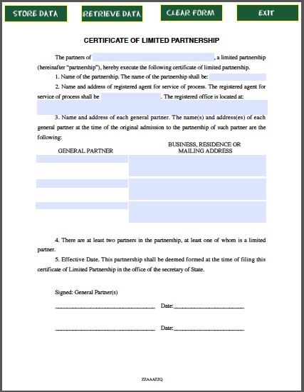 Limited Partnership Certificate Template Pinterest Document