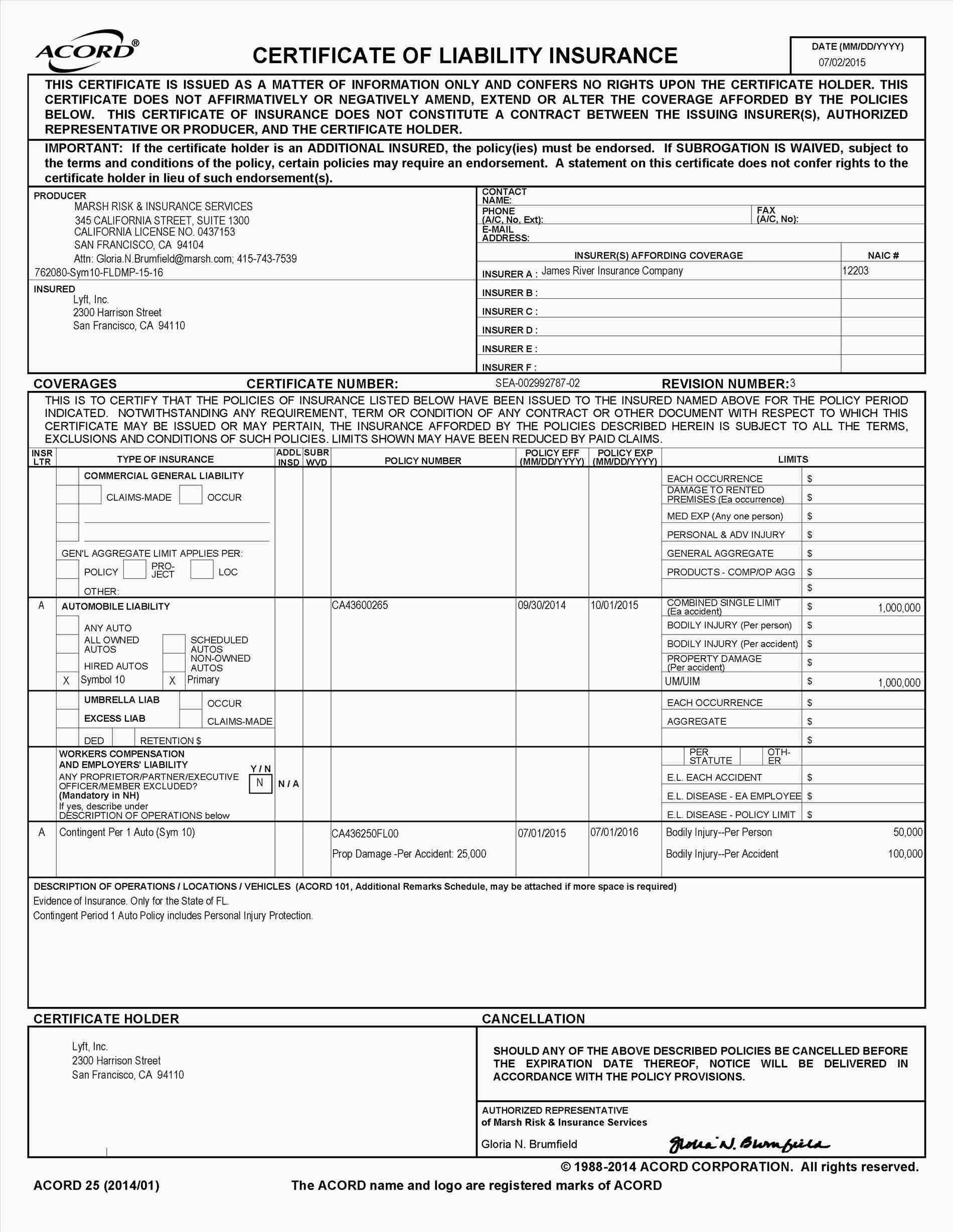 What Does An Insurance Binder Look Like Formvsa