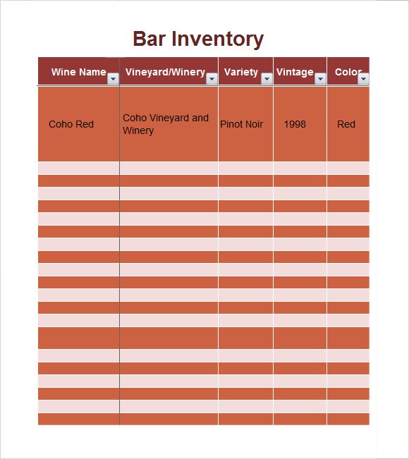 Liquor Inventory Template 8 Download Free Documents In PDF Excel Document Sample Spreadsheet