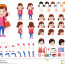 Little Girl Student Character Creation Kit Template With Different Document