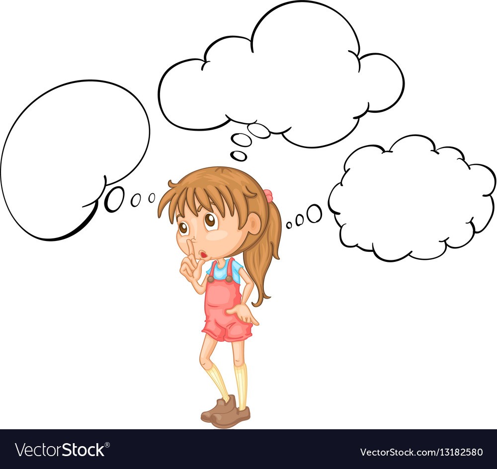 Little Girl With Speech Bubble Template Royalty Free Vector