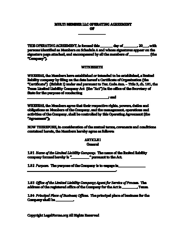 Llc Operating Agreement Michigan Gtld World Congress Document Template