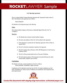 LLC Operating Agreements Documents Rocket Lawyer Document Basic Agreement