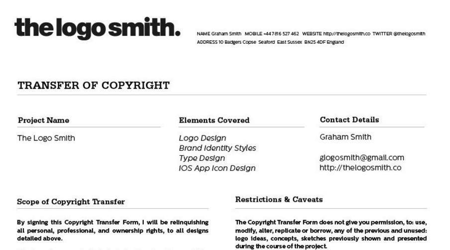 Logos Copyright A Logo Design Transfer Agreement Document Contract