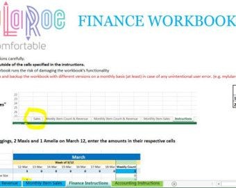 LuLaRoe Revenue Costs Item Sales Profit Management Excel Workbook Document Lularoe Expense