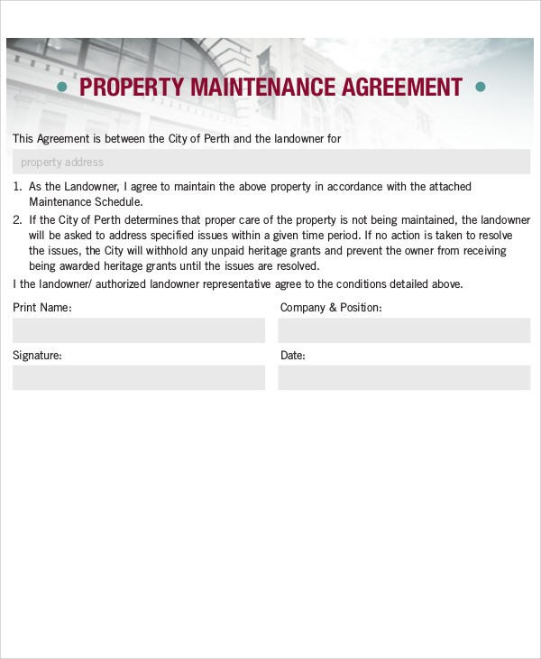 Maintenance Agreement Templates 8 Free Word PDF Format Download Document Home Contract