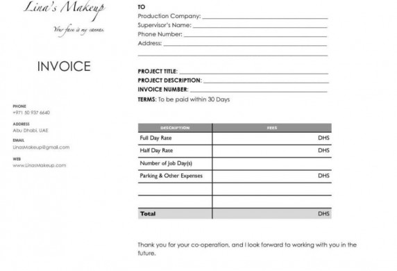 Makeup Artist Invoice Template Free And Document