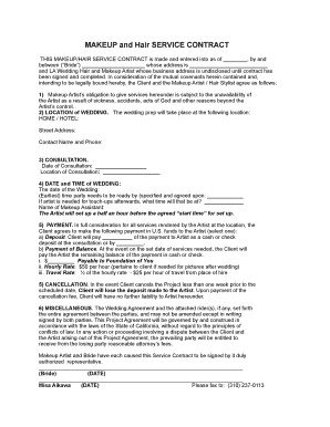 Makeup Hair Contract Fill Online Printable Fillable Blank Document Template For