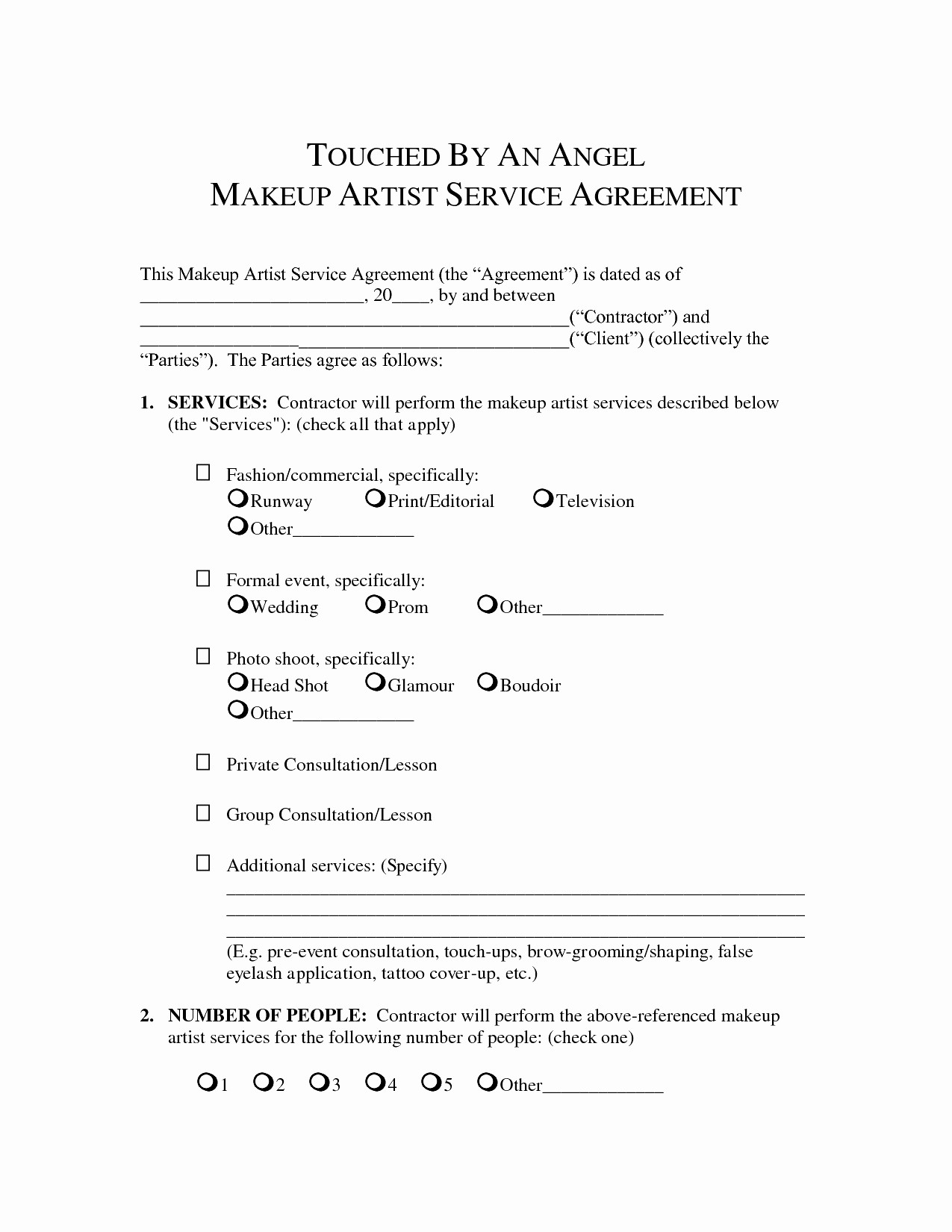 Makeup Service Contract Template Elegant Freelance Artist Document For Services