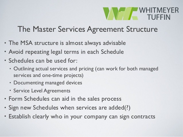 Managed Service Provider Contracts Document Services Agreement Form