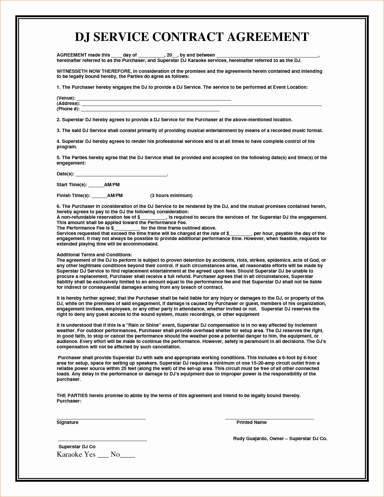 Managed Services Agreement Form New Contract Sample