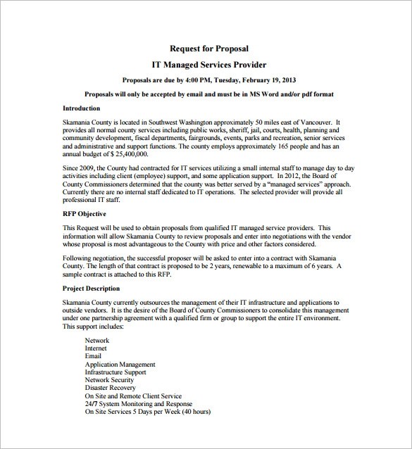 Managed Services Proposal Template Business Service Document Samples