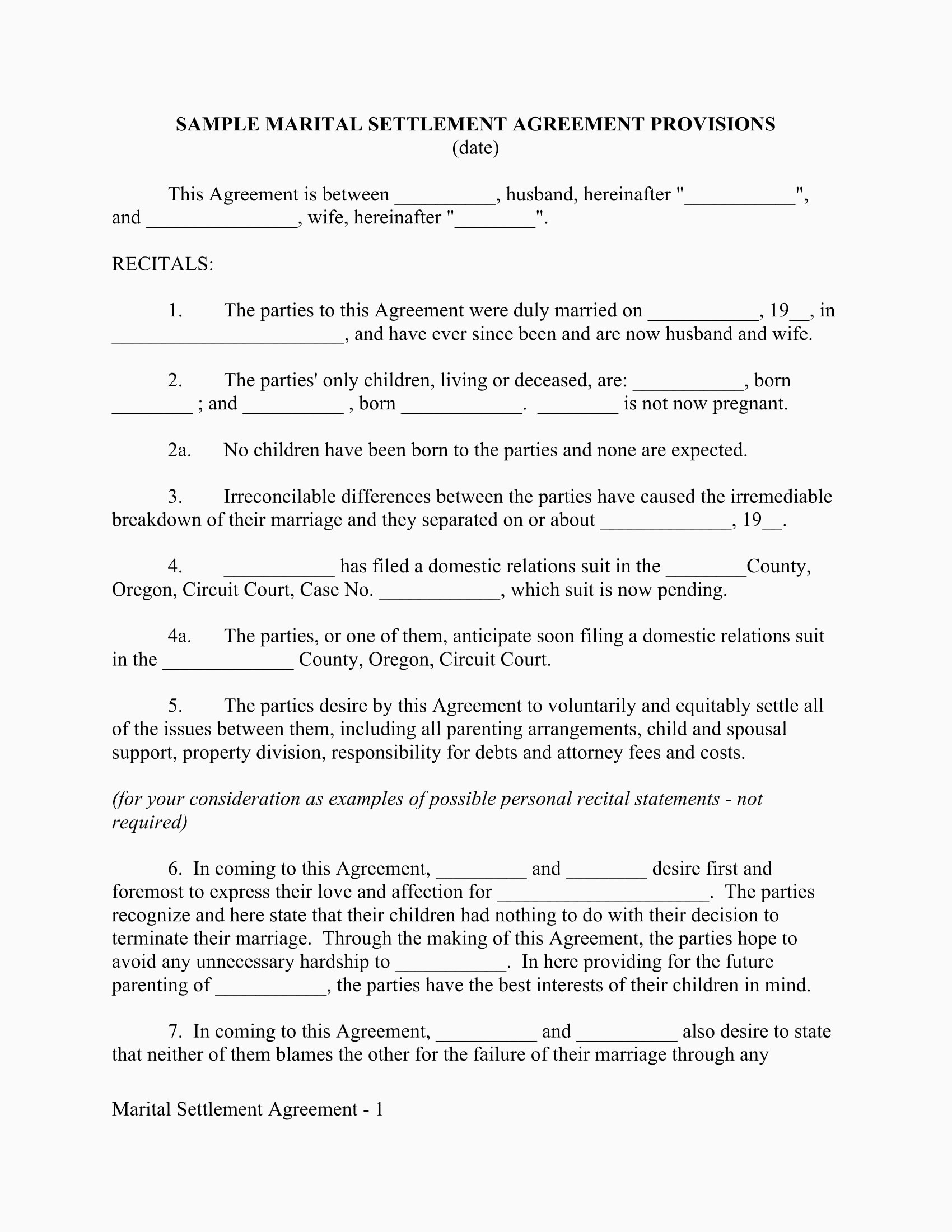 Marriage Separation Agreement Template Best Of Sample Document Letter For
