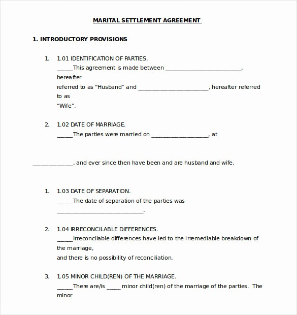 Marriage Separation Agreement Template Virginia Free Sample Document