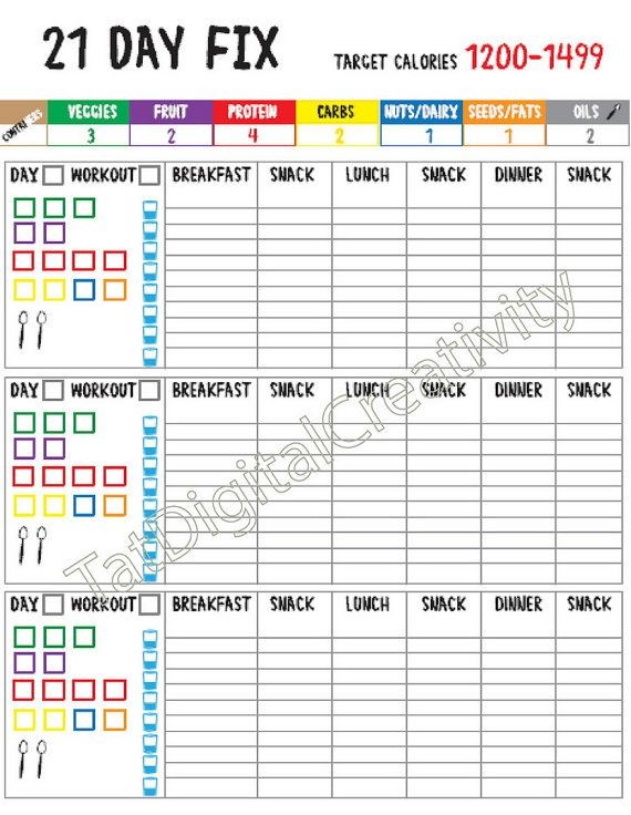 Meal Plan For Vegan 21 Day Fitness 1500 Calories Tracker Shopping Document Printable Fix Template