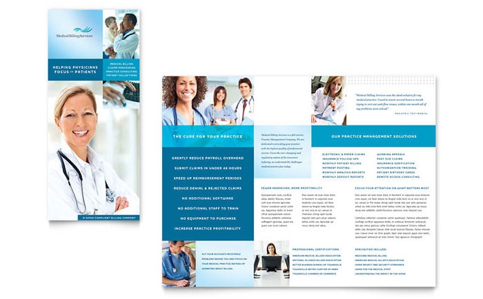 Medical Billing Coding Tri Fold Brochure Template Design Document