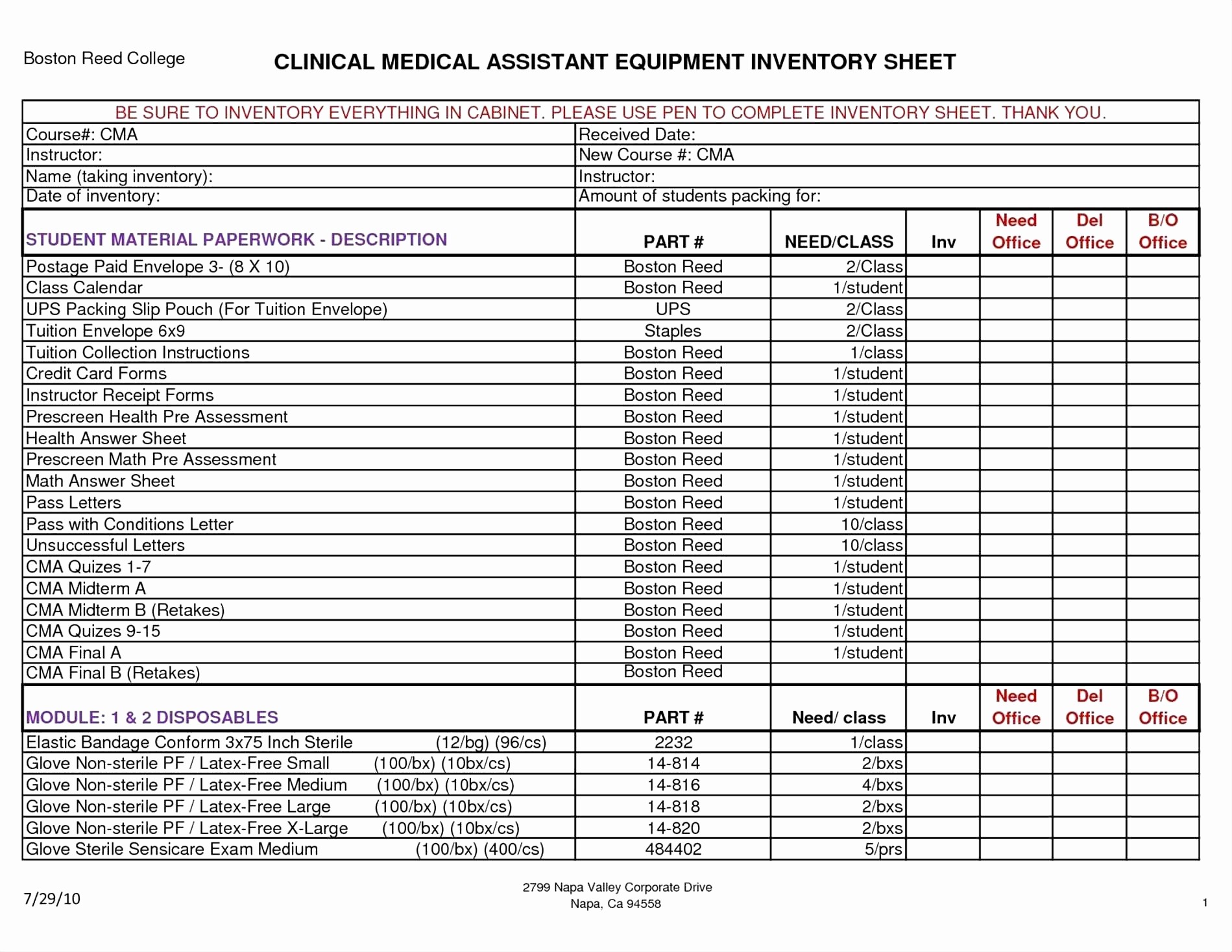 Medical Equipment Inventory Tier Crewpulse Co Document Supply List Template