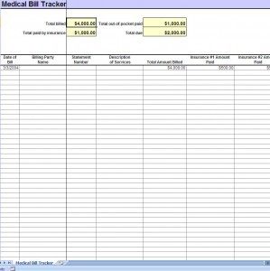 Medical Expense Tracking Benefit Worksheet Document Excel Template