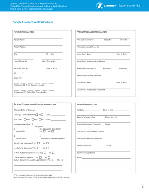 Medical Insurance Verification Form Fill Online Printable Document