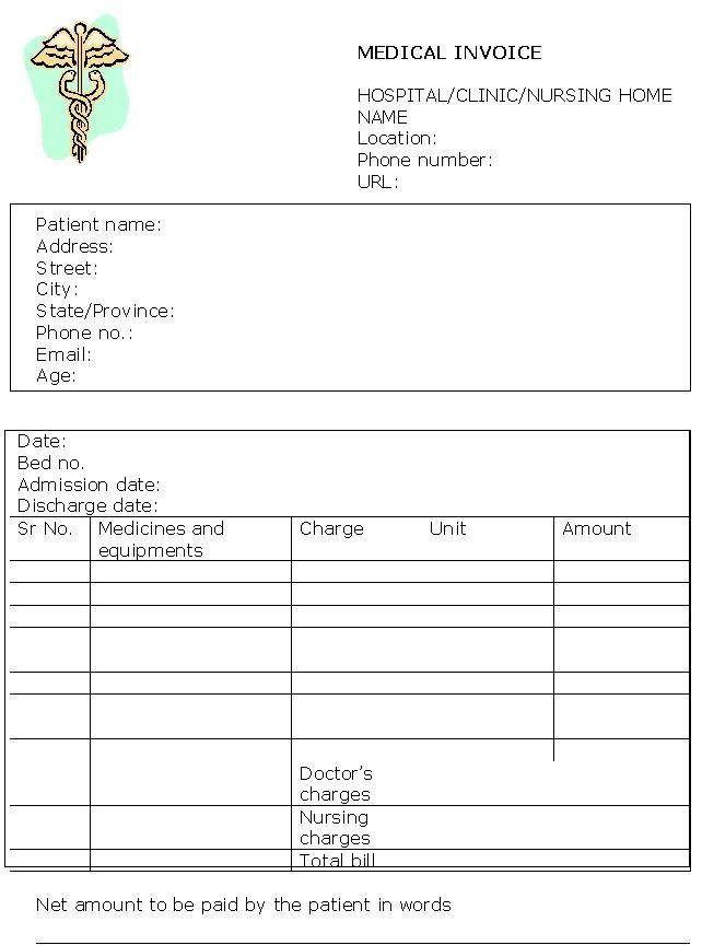 Medical Invoice Template Templates Document