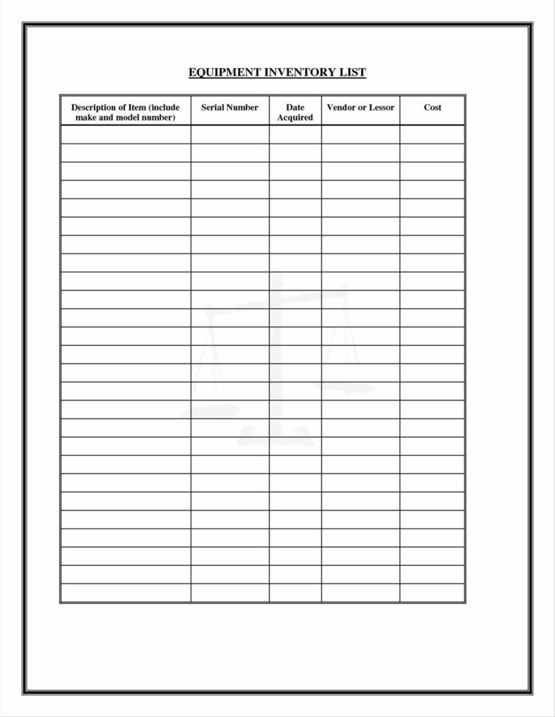 Medical Supply Inventory Spreadsheet And Equipment List Document