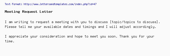 Meeting Request Email And Letter Sample Document