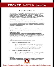 Memorandum Of Understanding MOU Template Rocket Lawyer Document Sample Mou For Business Partnership