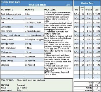 Menu Recipe Cost Spreadsheet Template Accounting Pinterest Document Food Spread Sheet